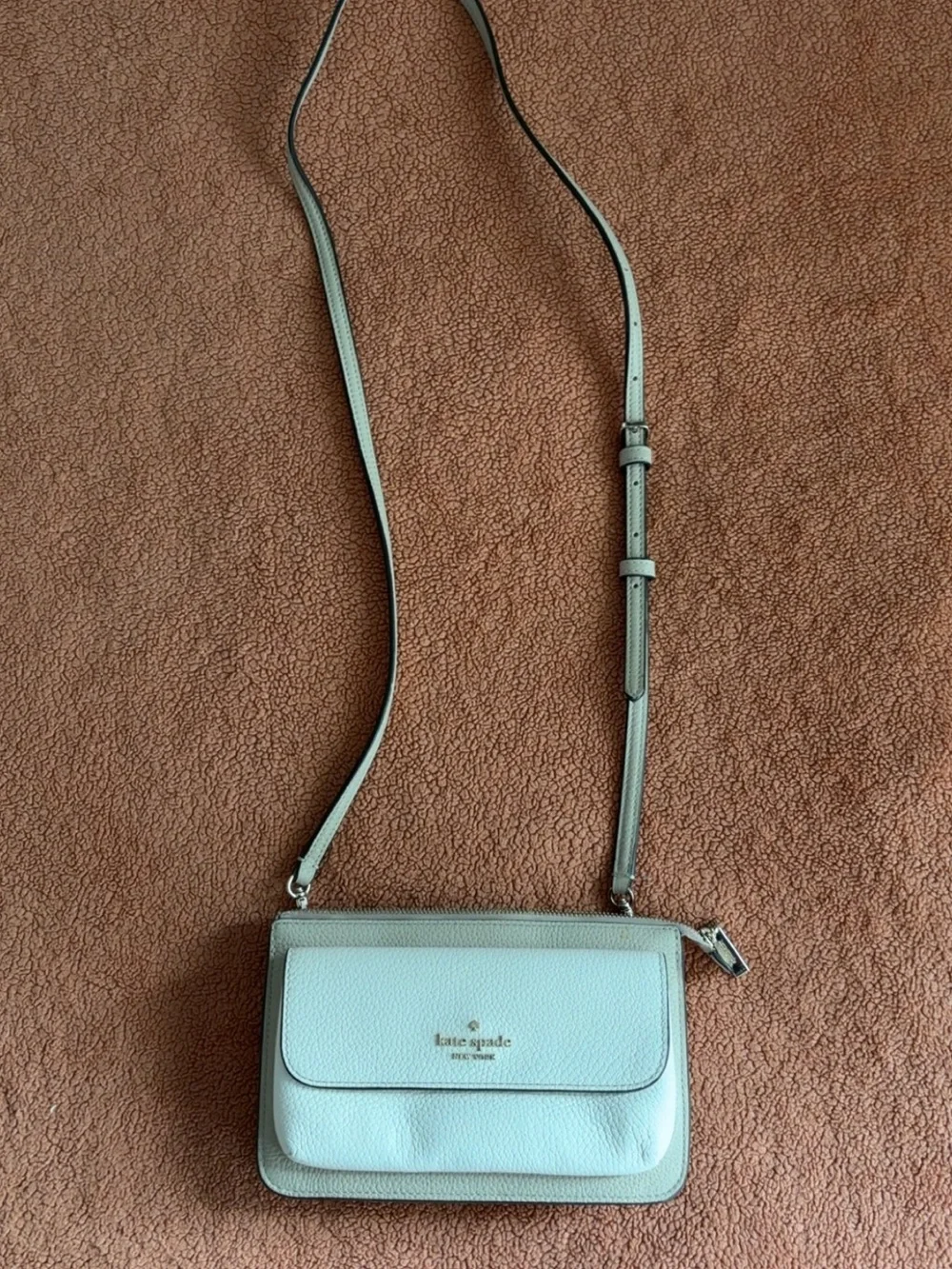 kate spade White and Taupe Two-Tone Leather Crossbody